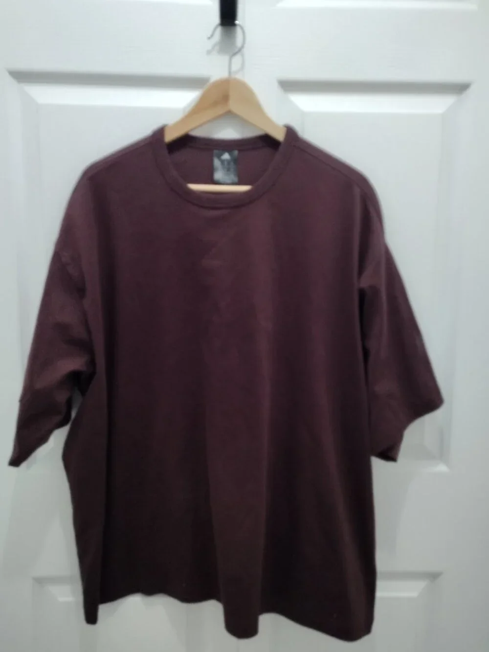 Adidas Dark Brown Crewneck T Shirt Men’s Size L 100% Cotton Minimal Basic